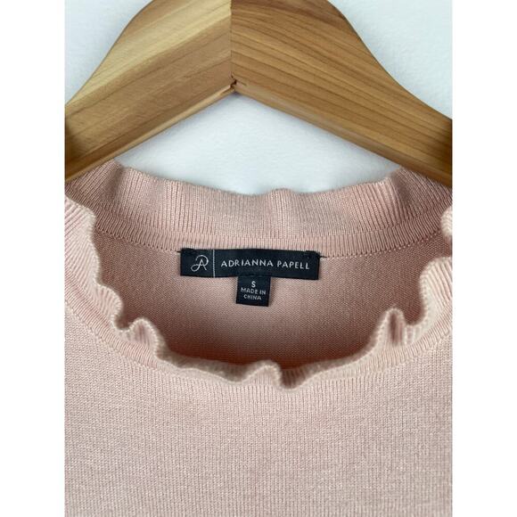 Adrianna Papell Pink Blouse w/ Sheer Polka Dot Sleeves - Size Small - Picture 4 of 6